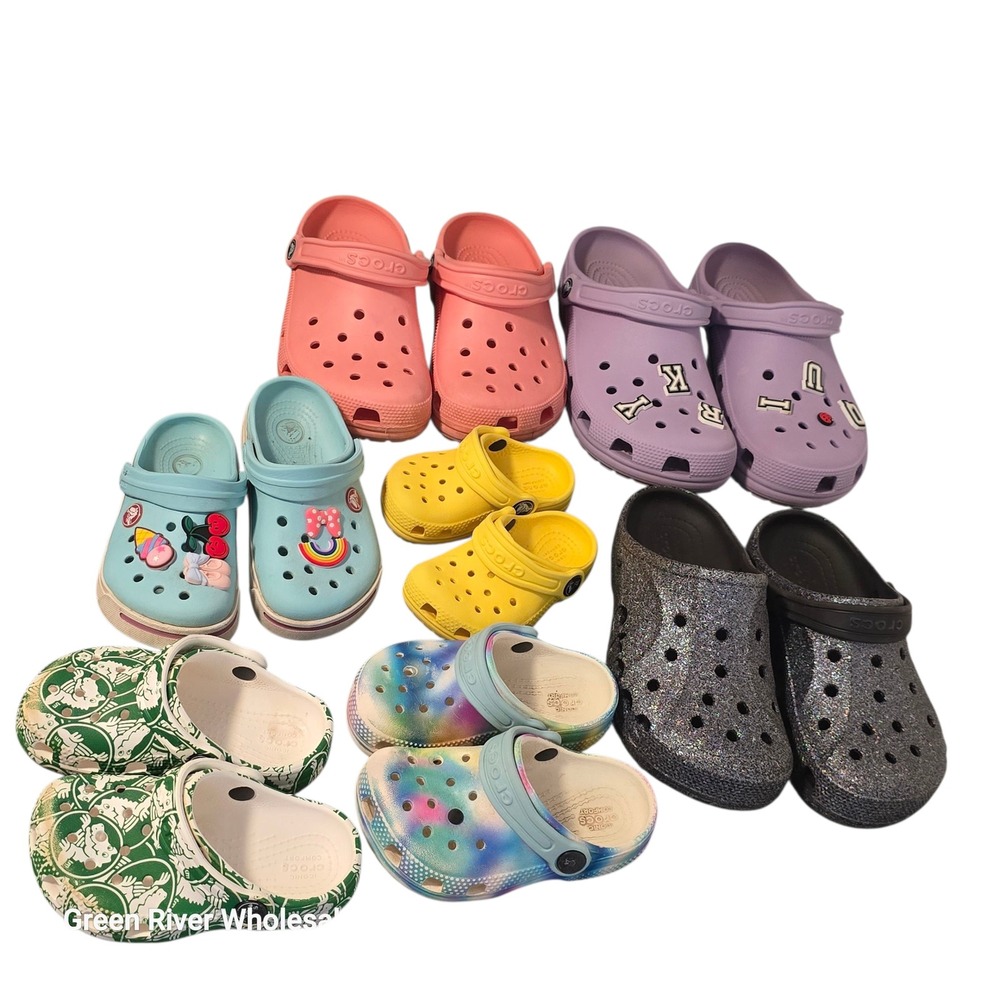 Crocs Kids Clogs‎ Bundle: Mixed Sizes, Colors, Jibbitz Charms, Fun Styles